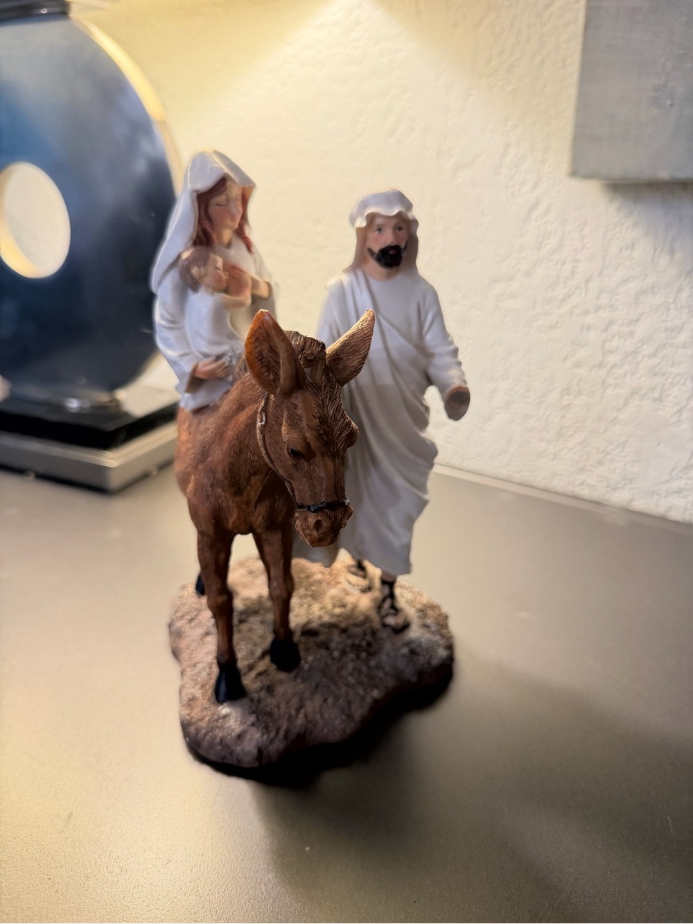 Holiday Home Holy Family Donkey Nativity Figurine Christmas Decor – AS IS